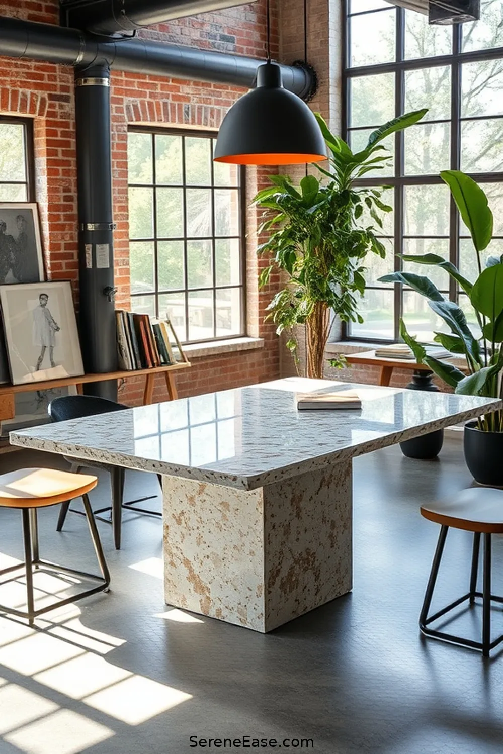 23 Ways to Incorporate Earth Tones in Your Industrial Home Office Style 22 Add a Terrazzo Table for 23 Ways to Incorporate Earth Tones in Your Industrial Home Office Style