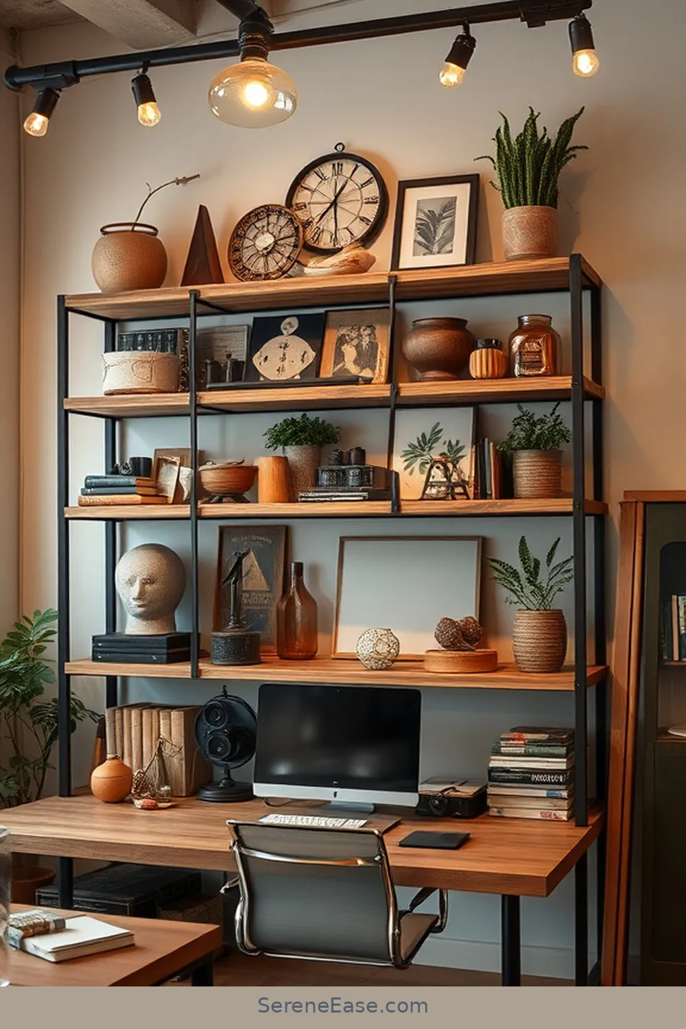 23 Ways to Incorporate Earth Tones in Your Industrial Home Office Style 18 Opt for Rustic Shelving for 23 Ways to Incorporate Earth Tones in Your Industrial Home Office Style