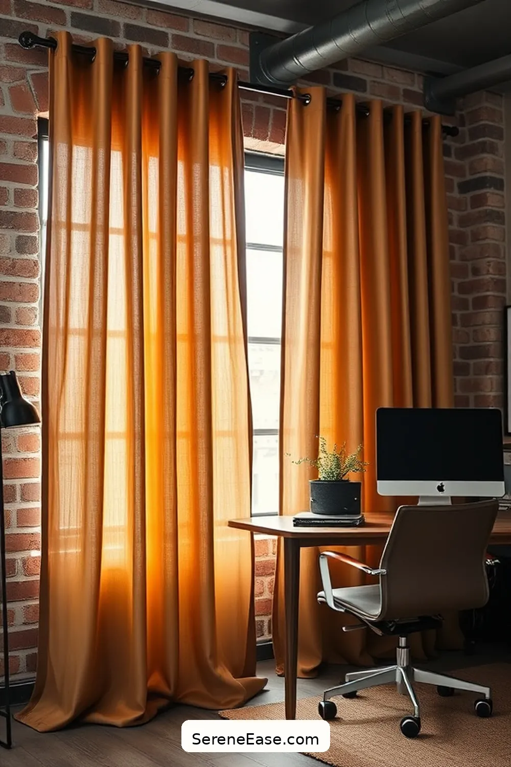 23 Ways to Incorporate Earth Tones in Your Industrial Home Office Style 16 Use Earth-Toned Curtains for 23 Ways to Incorporate Earth Tones in Your Industrial Home Office Style