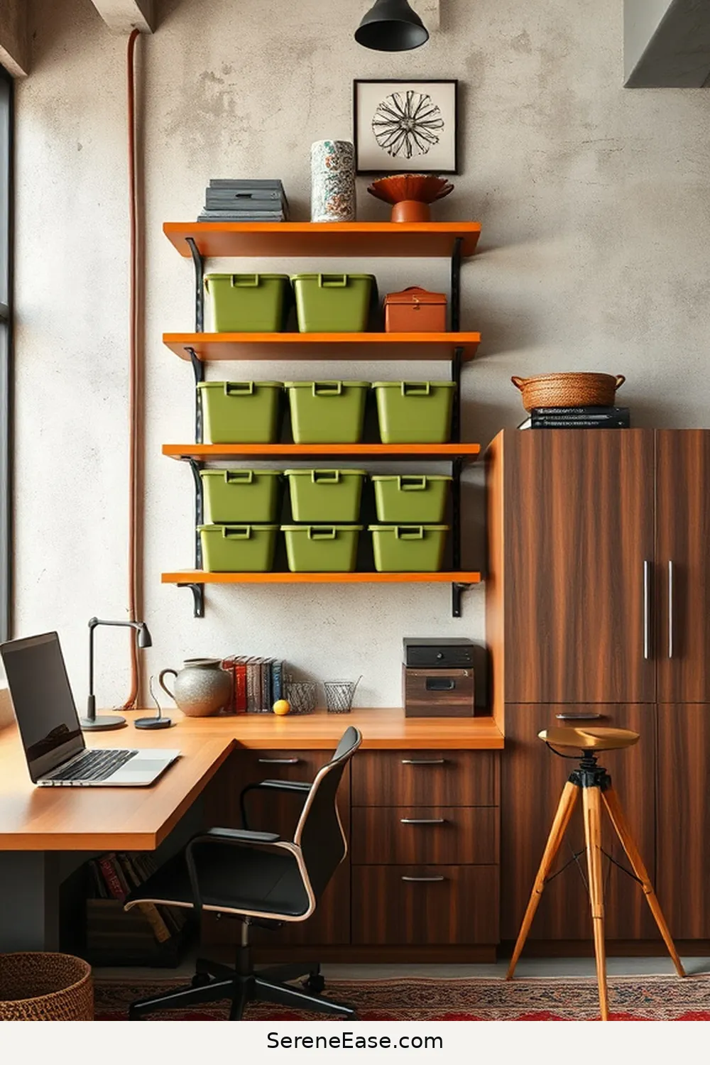23 Ways to Incorporate Earth Tones in Your Industrial Home Office Style 20 Use Earthy Colorful Storage Solutions for 23 Ways to Incorporate Earth Tones in Your Industrial Home Office Style