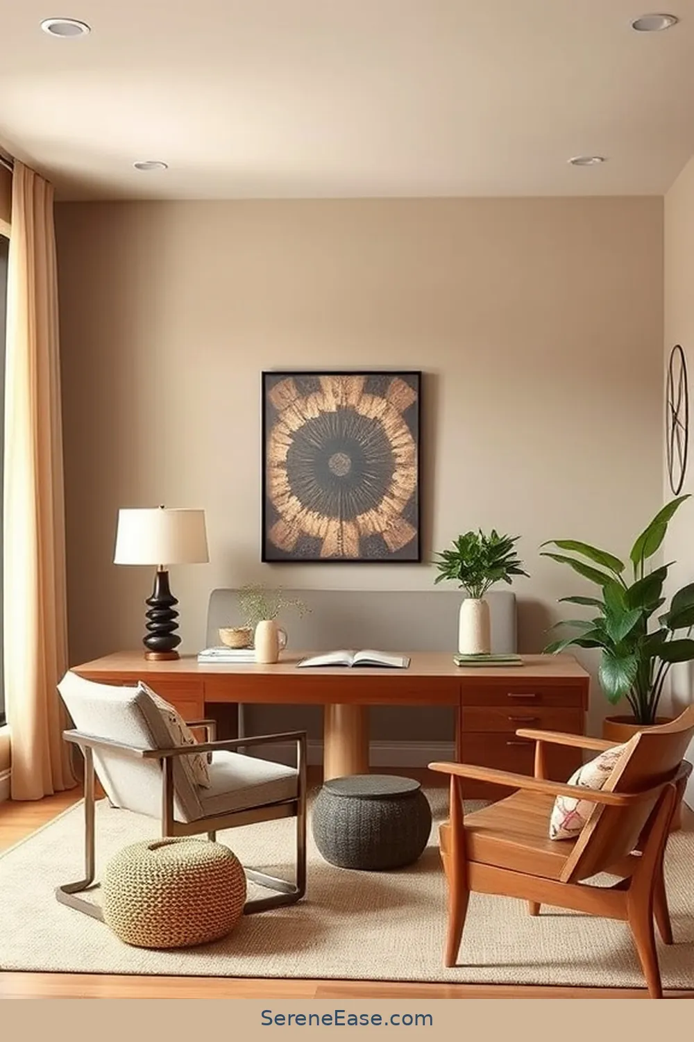 23 Ways to Incorporate Earth Tones in Your Mid-Century Modern Home Office Style 7 Opt for Soft Beige or Taupe Walls for 23 Ways to Incorporate Earth Tones in Your Mid-Century Modern Home Office Style