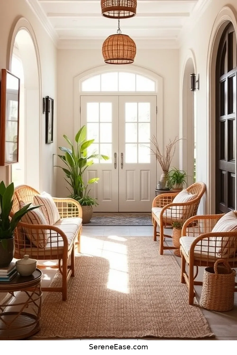 23 Ways to Incorporate Earth Tones in a Coastal Style Entryway 12 Incorporate Rattan Furniture for 23 Ways to Incorporate Earth Tones in a Coastal Style Entryway