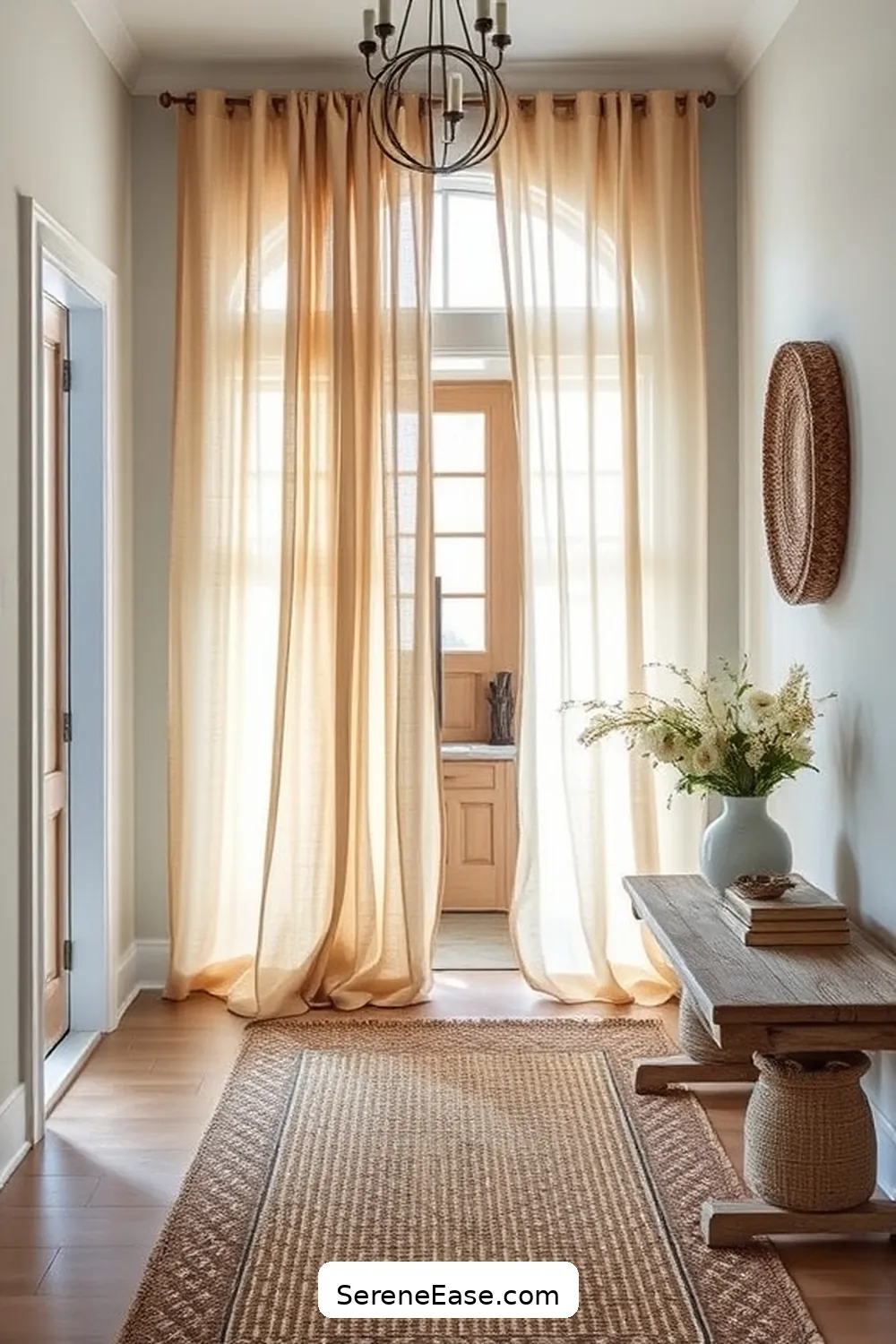 23 Ways to Incorporate Earth Tones in a Coastal Style Entryway 18 Opt for Natural Fiber Curtains for 23 Ways to Incorporate Earth Tones in a Coastal Style Entryway