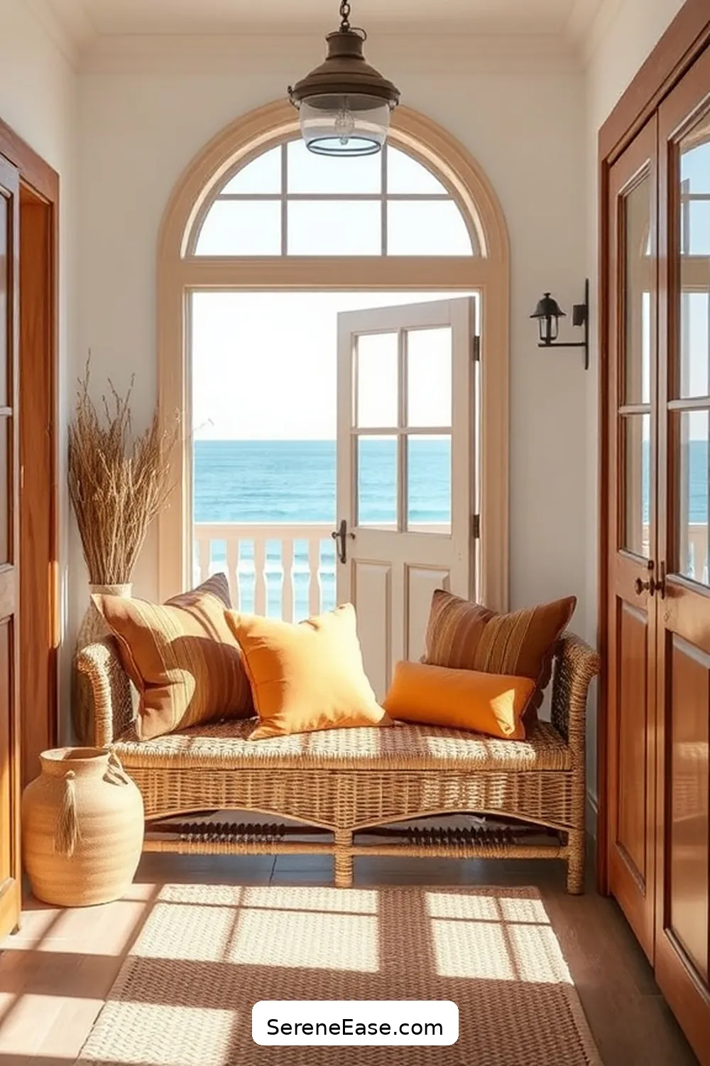 23 Ways to Incorporate Earth Tones in a Coastal Style Entryway 20 Use Warm-Colored Throw Pillows for 23 Ways to Incorporate Earth Tones in a Coastal Style Entryway