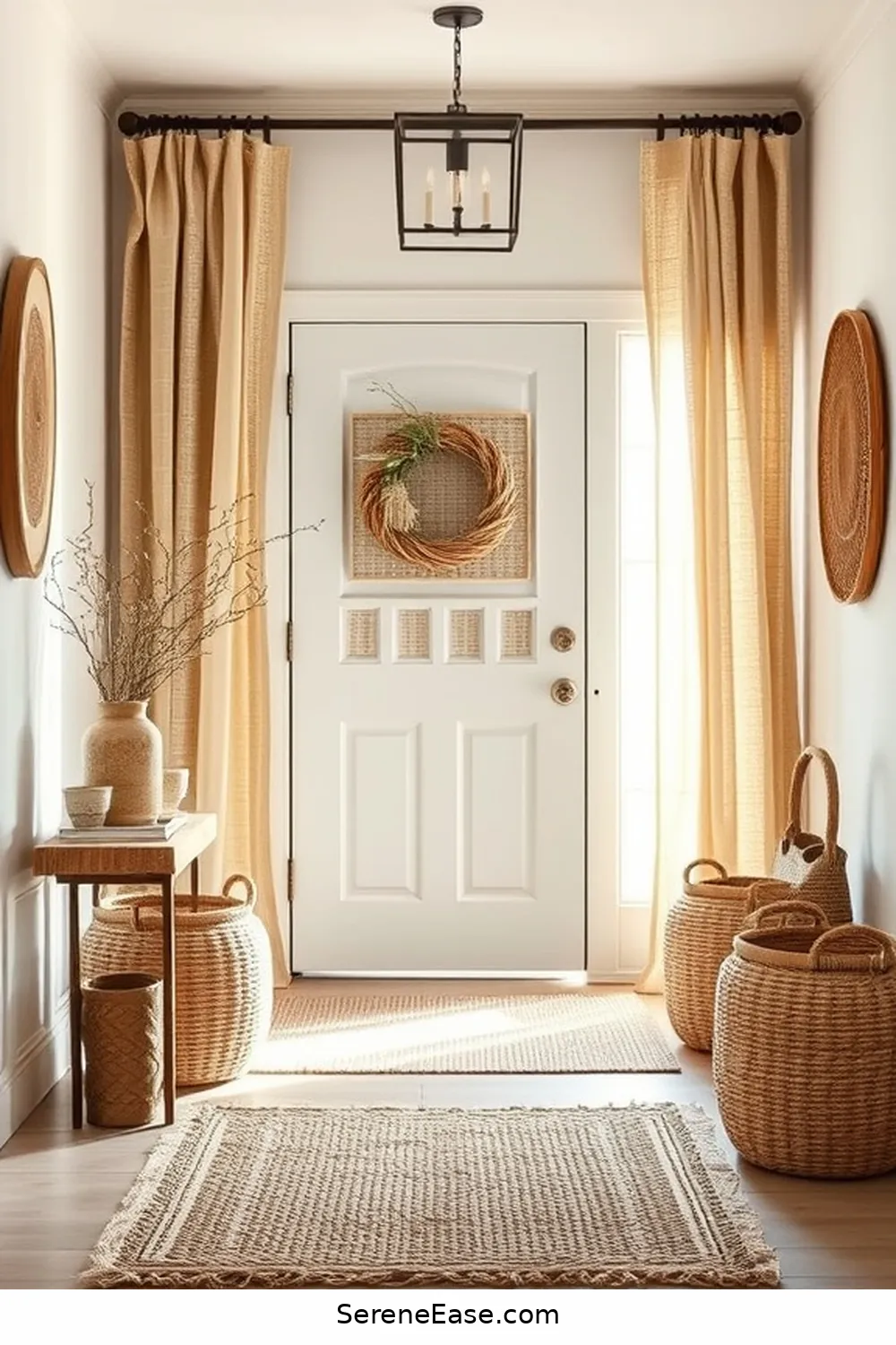 23 Ways to Incorporate Earth Tones in a Coastal Style Entryway 4 Use Woven Textiles for 23 Ways to Incorporate Earth Tones in a Coastal Style Entryway