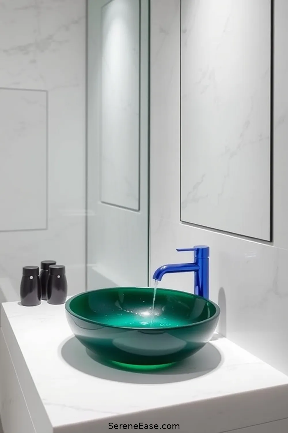 23 Ways to Incorporate Jewel Tones Into Minimalist Bathroom Style 13 Incorporate Colored Fixtures for 23 Ways to Incorporate Jewel Tones Into Minimalist Bathroom Style