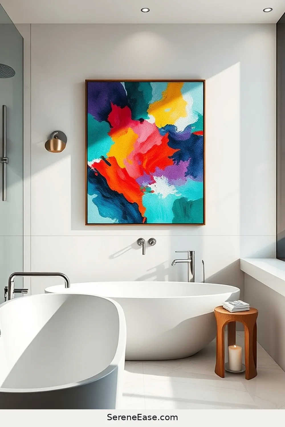23 Ways to Incorporate Jewel Tones Into Minimalist Bathroom Style 8 Select Colorful Bathroom Art for 23 Ways to Incorporate Jewel Tones Into Minimalist Bathroom Style