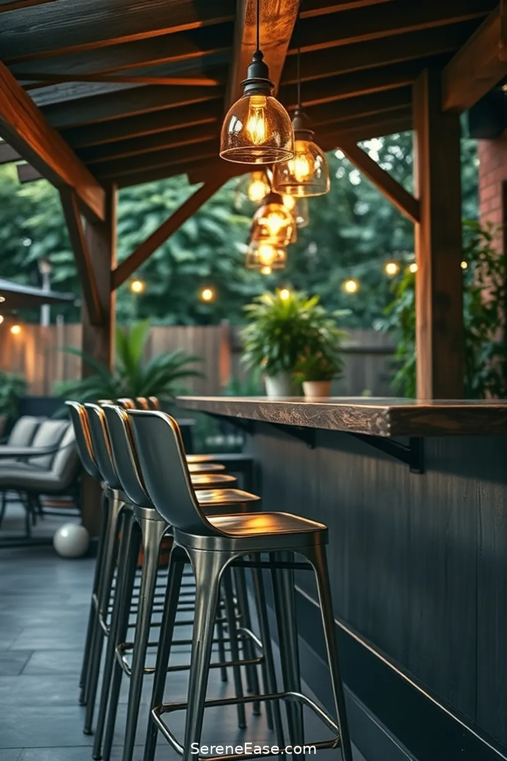 23 Ways to Incorporate Metallic Accents Into Your Rustic Outdoor Patio Style 20 Add Metallic Bar Stools for 23 Ways to Incorporate Metallic Accents Into Your Rustic Outdoor Patio Style