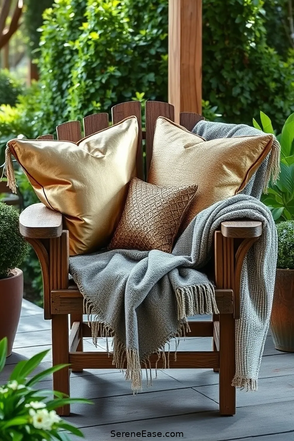 23 Ways to Incorporate Metallic Accents Into Your Rustic Outdoor Patio Style 8 Add Metallic Cushions and Throws for 23 Ways to Incorporate Metallic Accents Into Your Rustic Outdoor Patio Style