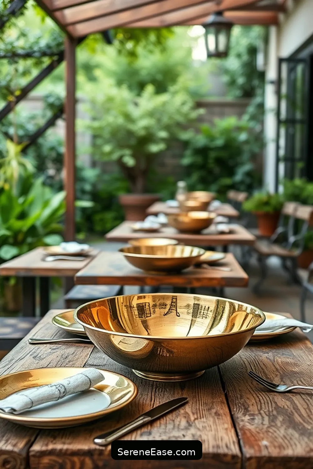 23 Ways to Incorporate Metallic Accents Into Your Rustic Outdoor Patio Style 15 Add Metallic Tableware for 23 Ways to Incorporate Metallic Accents Into Your Rustic Outdoor Patio Style