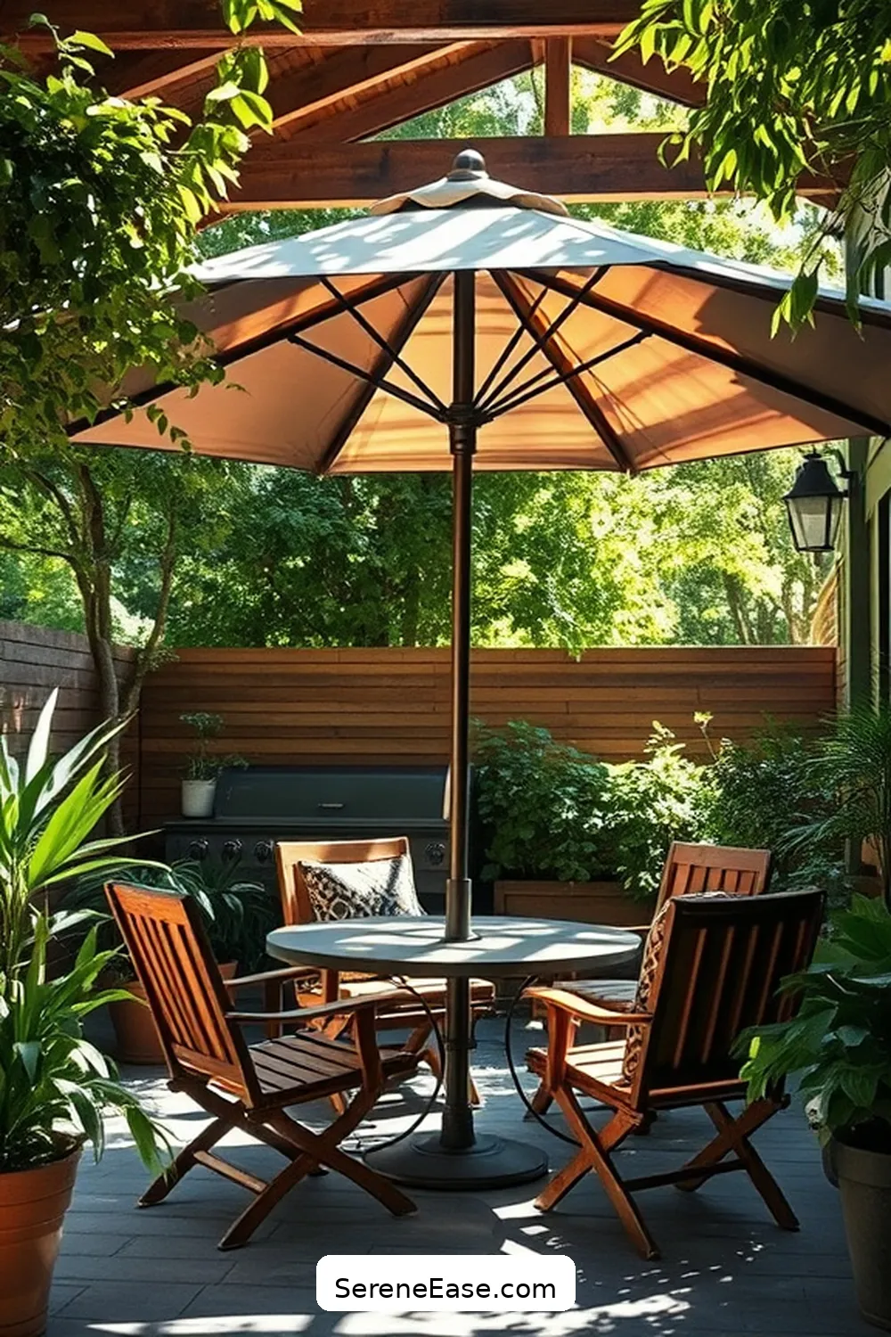 23 Ways to Incorporate Metallic Accents Into Your Rustic Outdoor Patio Style 17 Choose Metallic Umbrellas or Canopies for 23 Ways to Incorporate Metallic Accents Into Your Rustic Outdoor Patio Style