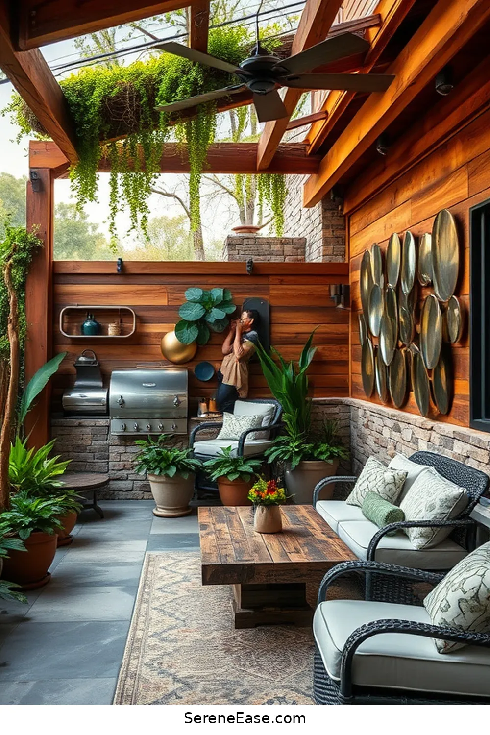 23 Ways to Incorporate Metallic Accents Into Your Rustic Outdoor Patio Style 9 Incorporate Metallic Wall Art for 23 Ways to Incorporate Metallic Accents Into Your Rustic Outdoor Patio Style