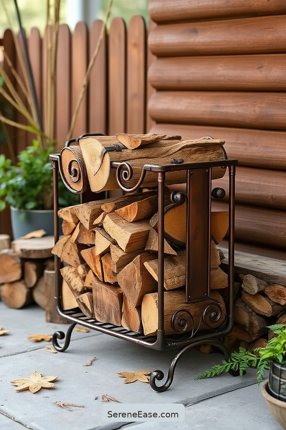 23 Ways to Incorporate Metallic Accents Into Your Rustic Outdoor Patio Style 24 Use Metallic Accents in Your Firewood Holder for 23 Ways to Incorporate Metallic Accents Into Your Rustic Outdoor Patio Style