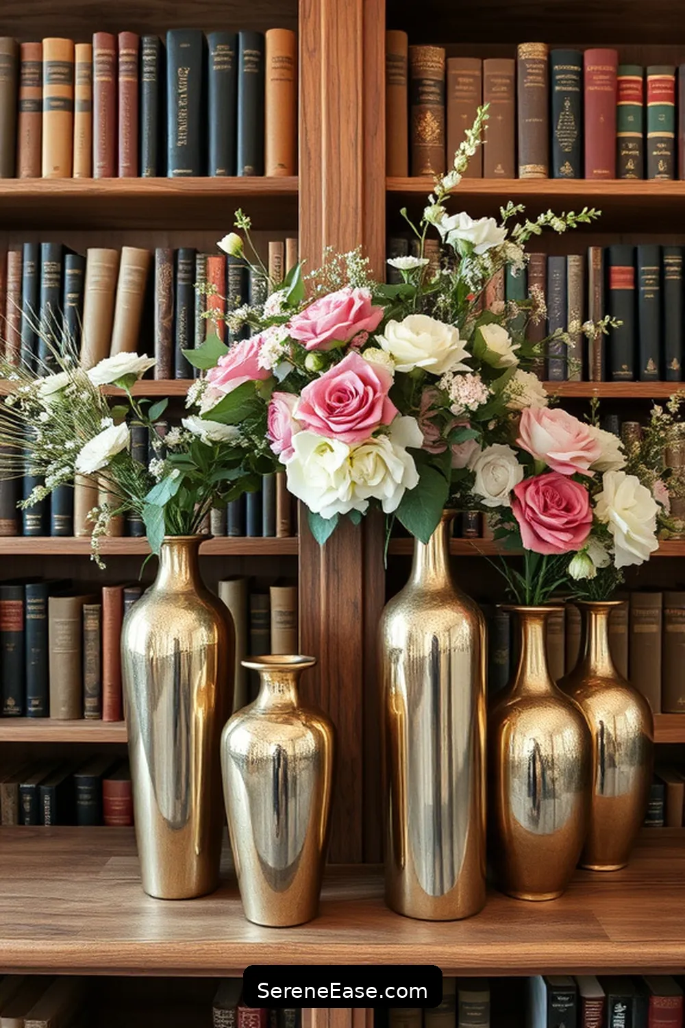 23 Ways to Incorporate Metallic Accents in a Modern Farmhouse Library Style 11 Decorative Metallic Vases for Floral Arrangements for 23 Ways to Incorporate Metallic Accents in a Modern Farmhouse Library Style