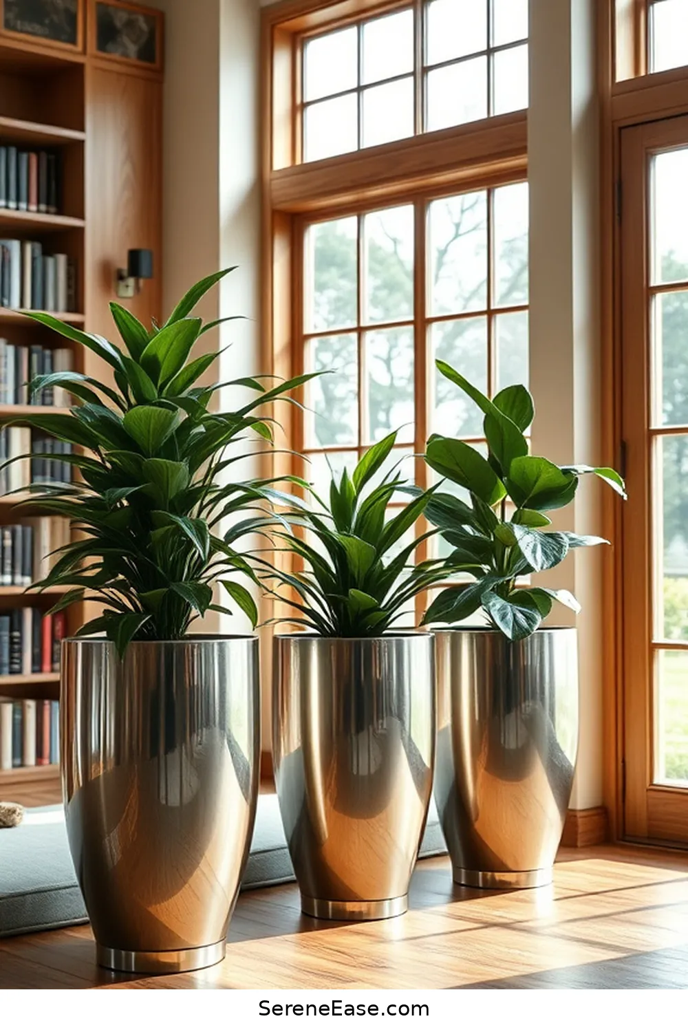 23 Ways to Incorporate Metallic Accents in a Modern Farmhouse Library Style 20 Metallic Planters for Greenery for 23 Ways to Incorporate Metallic Accents in a Modern Farmhouse Library Style