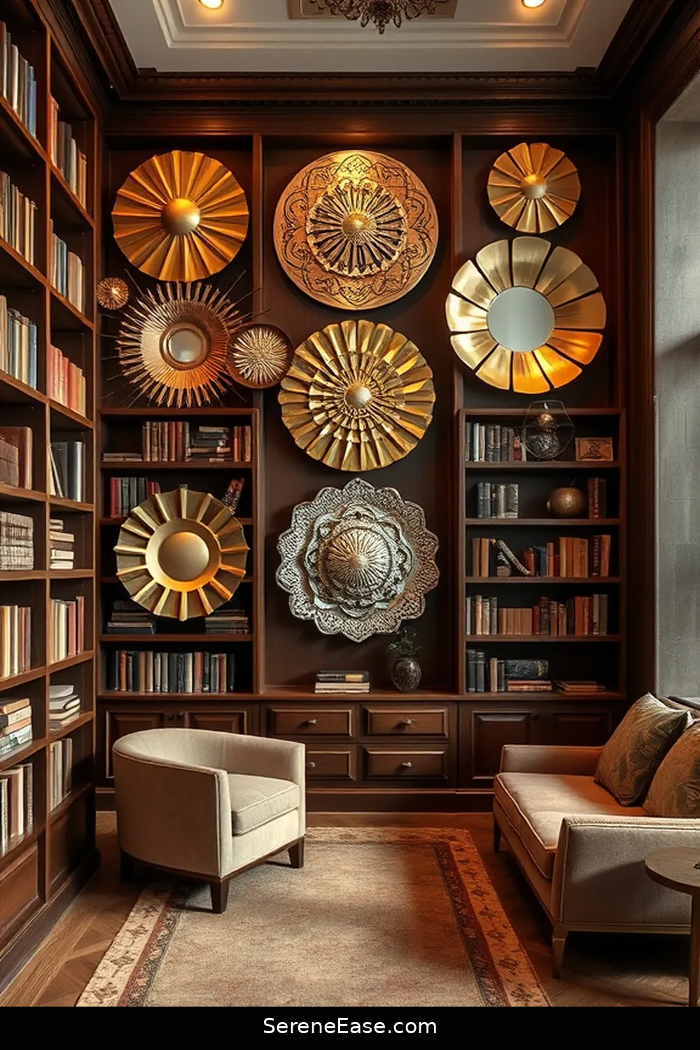 23 Ways to Incorporate Metallic Accents in a Modern Farmhouse Library Style 24 Metallic Wall Art for Visual Interest for 23 Ways to Incorporate Metallic Accents in a Modern Farmhouse Library Style