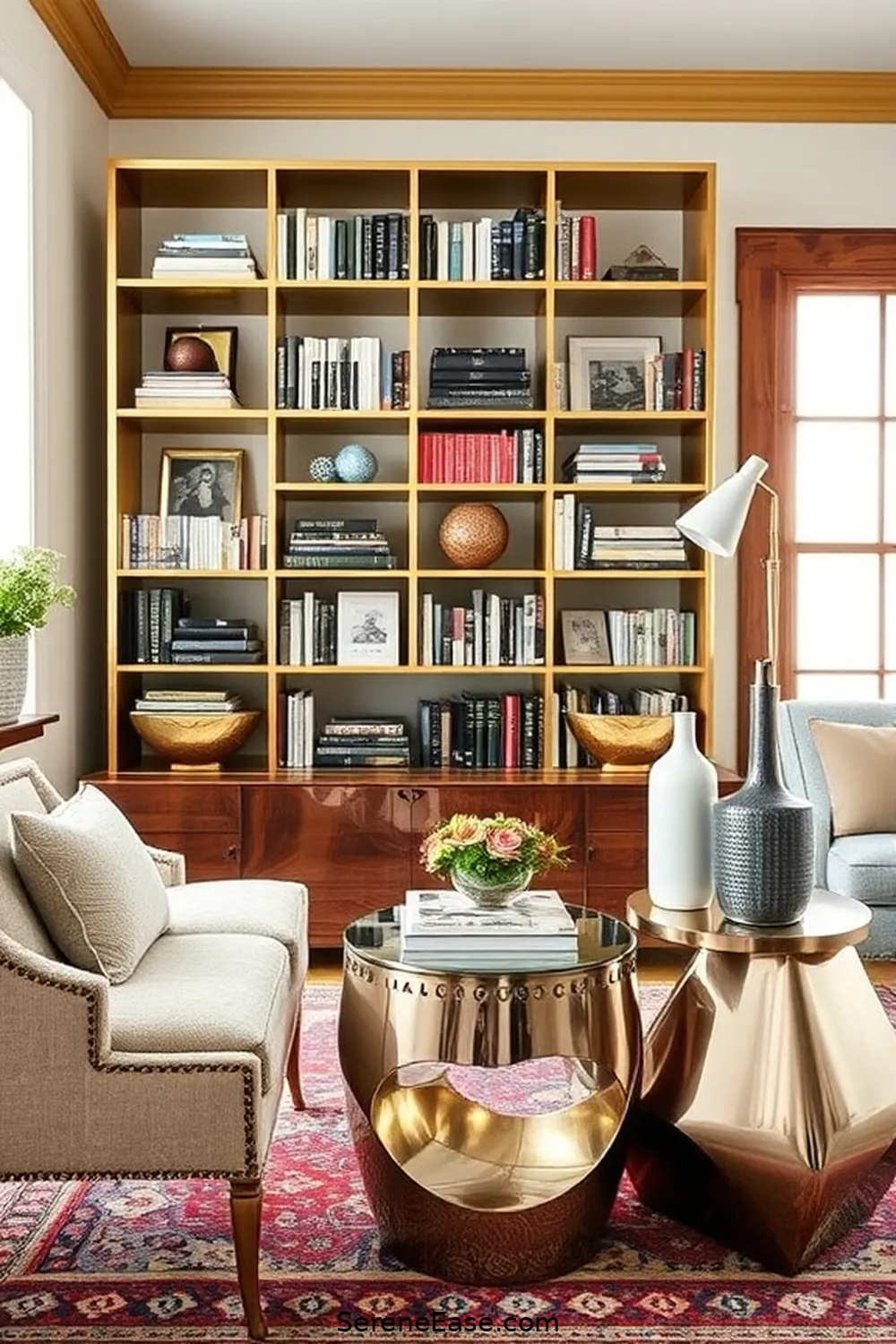 23 Ways to Incorporate Metallic Accents in a Modern Farmhouse Library Style 8 Unique Metallic Furniture Pieces for 23 Ways to Incorporate Metallic Accents in a Modern Farmhouse Library Style