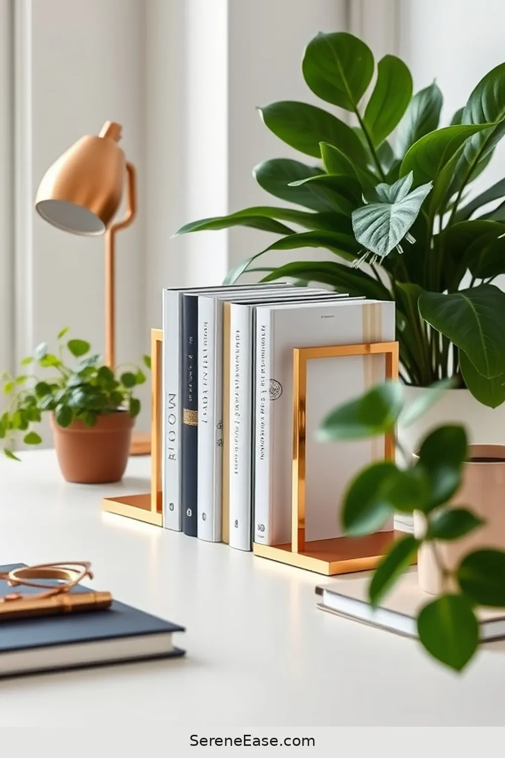 23 Ways to Incorporate Metallic Accents in a Scandinavian-Style Home Office 6 Copper or Brass Bookends for 23 Ways to Incorporate Metallic Accents in a Scandinavian-Style Home Office