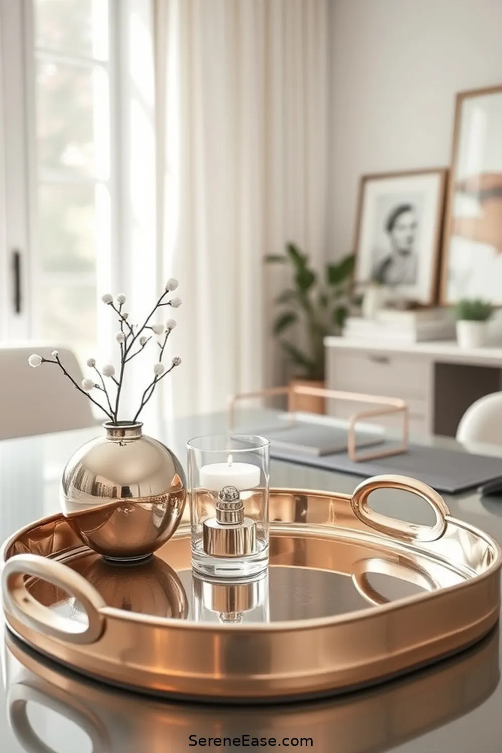 23 Ways to Incorporate Metallic Accents in a Scandinavian-Style Home Office 17 Decorative Trays With Metallic Finishes for 23 Ways to Incorporate Metallic Accents in a Scandinavian-Style Home Office