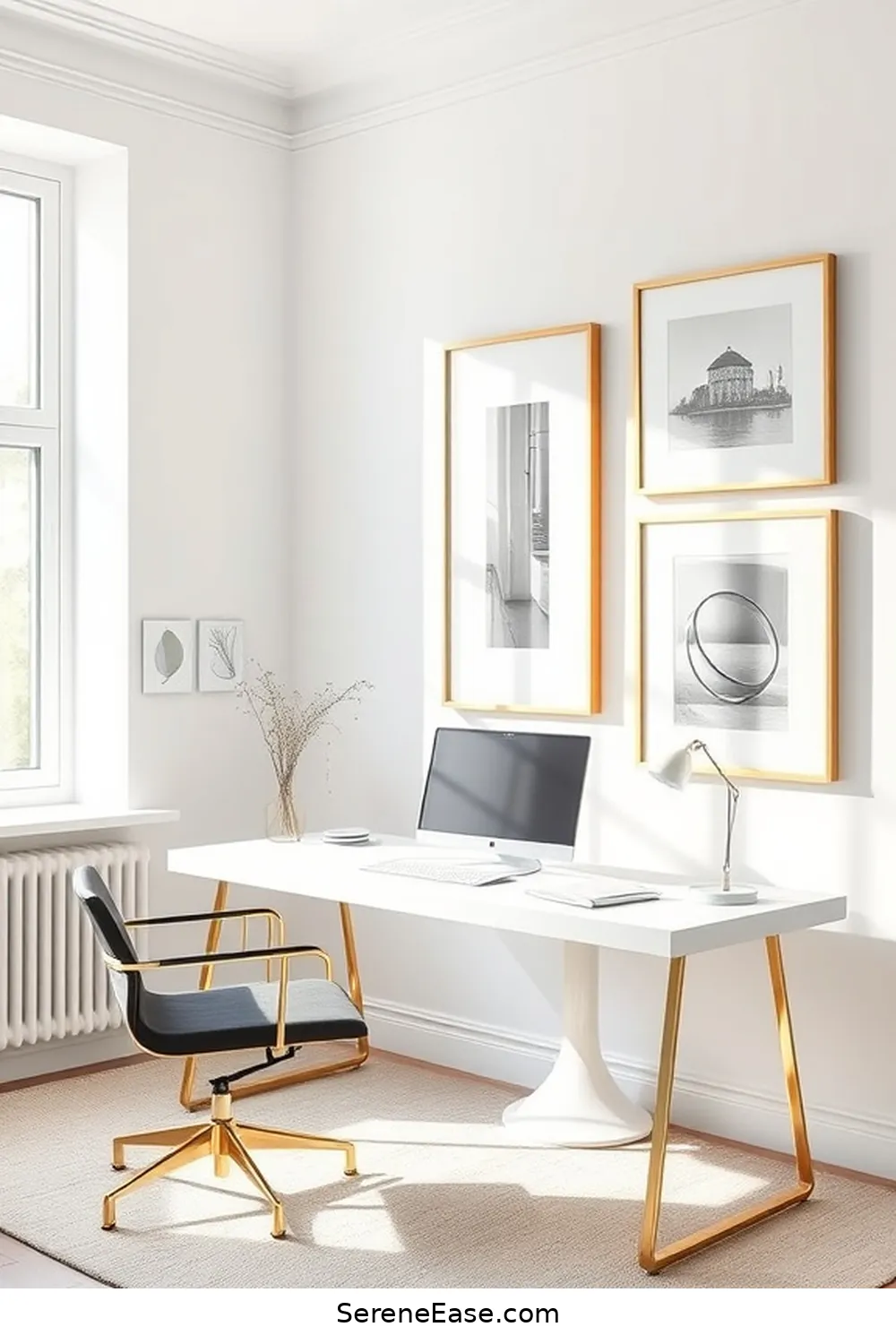23 Ways to Incorporate Metallic Accents in a Scandinavian-Style Home Office 3 Gold or Silver Picture Frames for 23 Ways to Incorporate Metallic Accents in a Scandinavian-Style Home Office