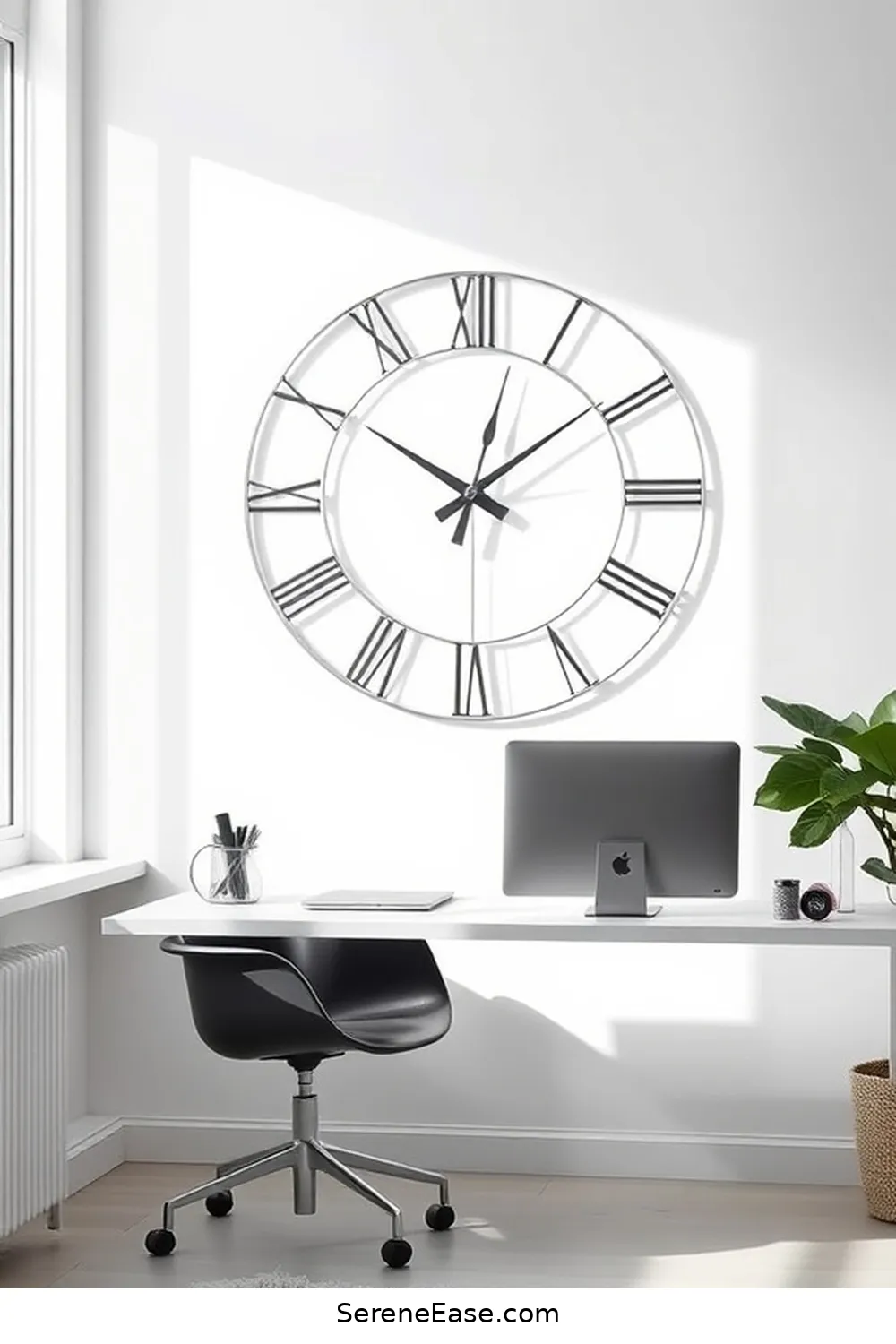 23 Ways to Incorporate Metallic Accents in a Scandinavian-Style Home Office 12 Metallic Clock for 23 Ways to Incorporate Metallic Accents in a Scandinavian-Style Home Office