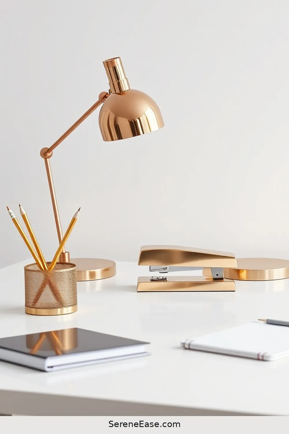 23 Ways to Incorporate Metallic Accents in a Scandinavian-Style Home Office 2 Metallic Desk Accessories for 23 Ways to Incorporate Metallic Accents in a Scandinavian-Style Home Office