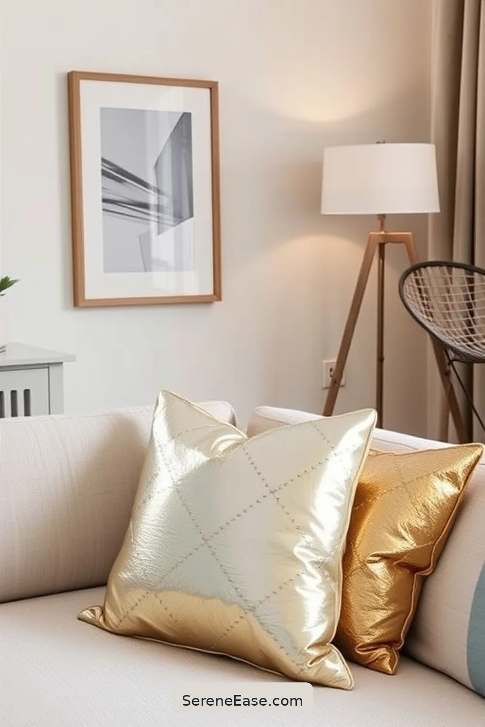 23 Ways to Incorporate Metallic Accents in a Scandinavian-Style Home Office 13 Shimmering Throw Pillows for 23 Ways to Incorporate Metallic Accents in a Scandinavian-Style Home Office