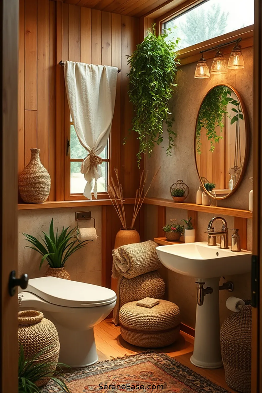 23 Ways to Incorporate Neutral Tones in Bohemian Bathroom Style 8 Add a Touch of Wood for 23 Ways to Incorporate Neutral Tones in Bohemian Bathroom Style