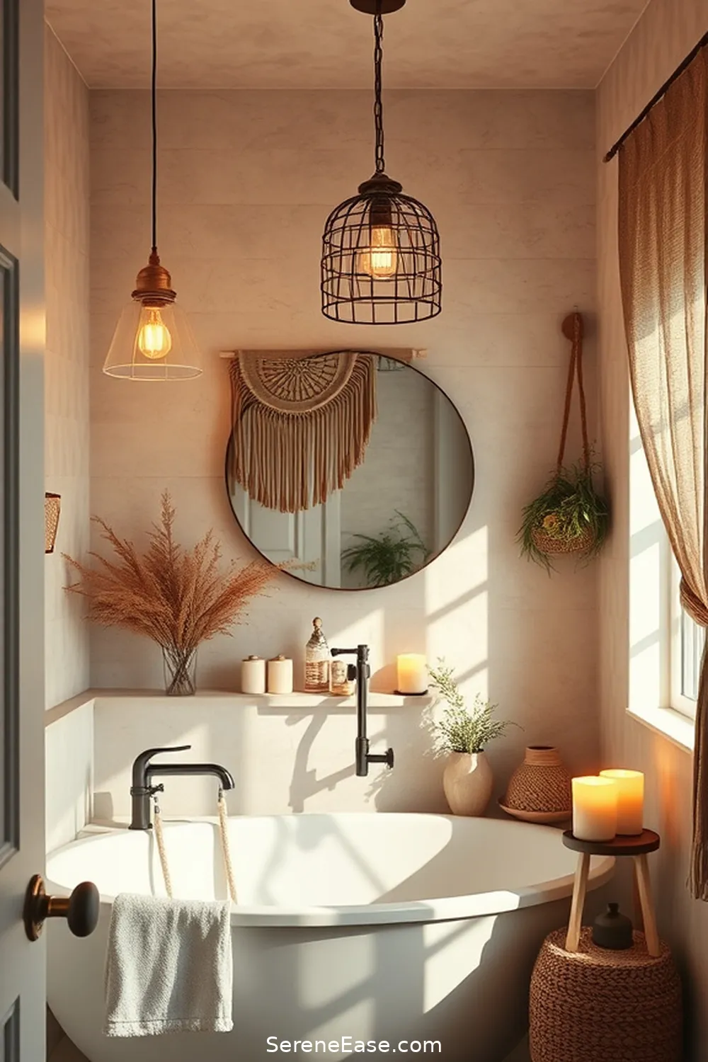 23 Ways to Incorporate Neutral Tones in Bohemian Bathroom Style 9 Create Layered Lighting for 23 Ways to Incorporate Neutral Tones in Bohemian Bathroom Style