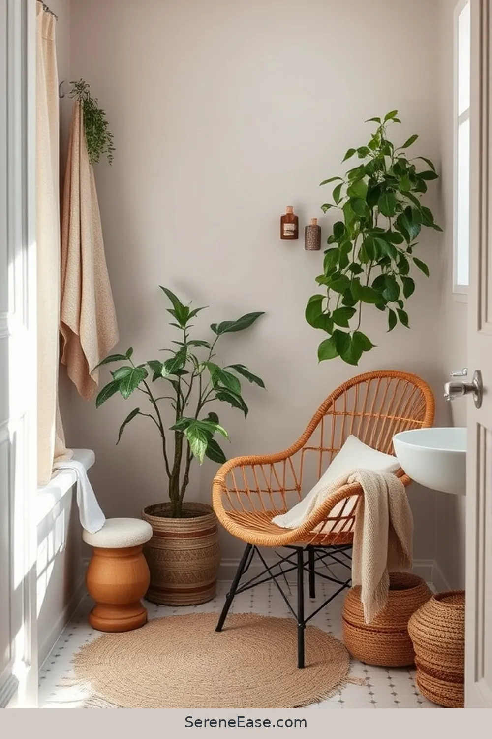 23 Ways to Incorporate Neutral Tones in Bohemian Bathroom Style 24 Create a Cozy Seating Area for 23 Ways to Incorporate Neutral Tones in Bohemian Bathroom Style
