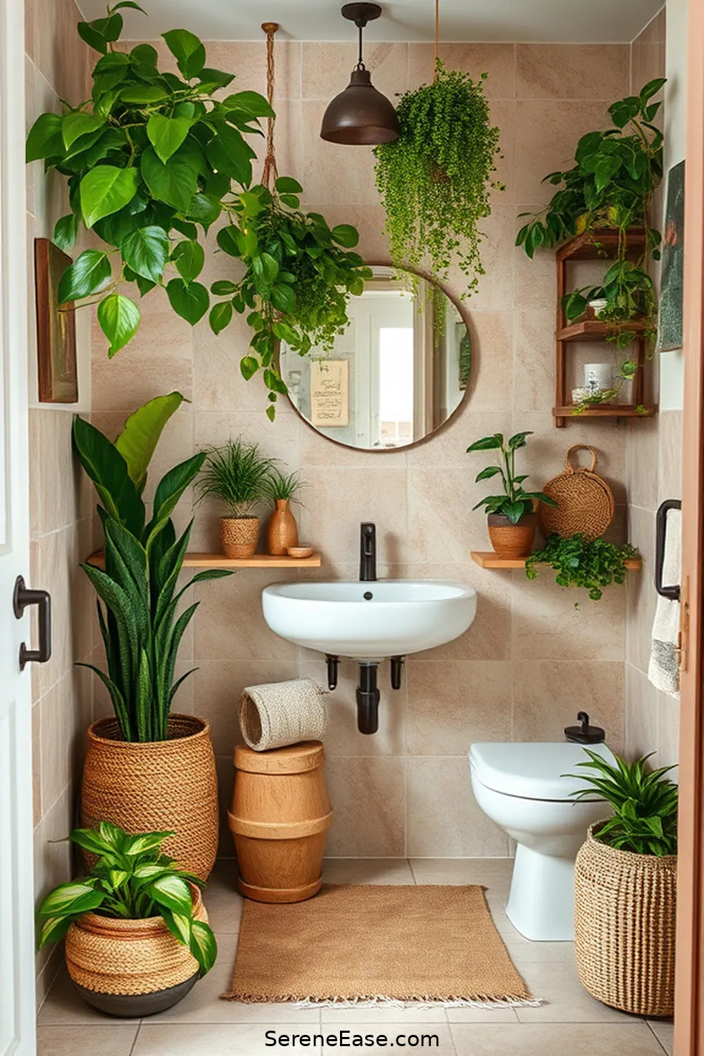 23 Ways to Incorporate Neutral Tones in Bohemian Bathroom Style 10 Incorporate Plants and Greenery for 23 Ways to Incorporate Neutral Tones in Bohemian Bathroom Style