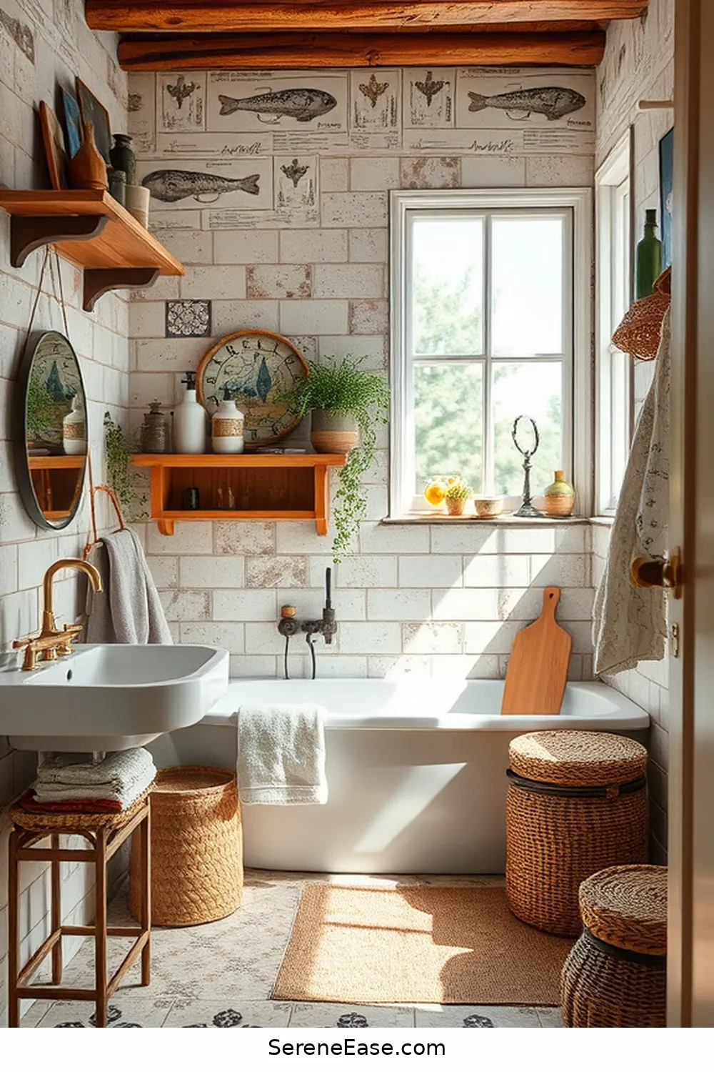 23 Ways to Incorporate Neutral Tones in Bohemian Bathroom Style 22 Incorporate Vintage Finds for 23 Ways to Incorporate Neutral Tones in Bohemian Bathroom Style