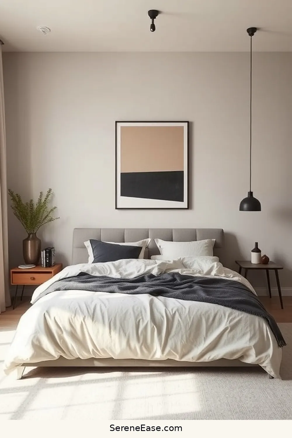 23 Ways to Incorporate Neutral Tones in Industrial Style Bedrooms 15 Choose Simple Artwork for 23 Ways to Incorporate Neutral Tones in Industrial Style Bedrooms