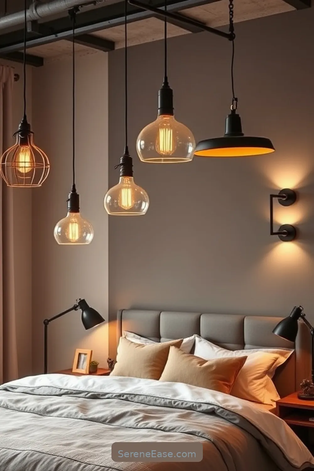 23 Ways to Incorporate Neutral Tones in Industrial Style Bedrooms 12 Layer Lighting Fixtures for 23 Ways to Incorporate Neutral Tones in Industrial Style Bedrooms