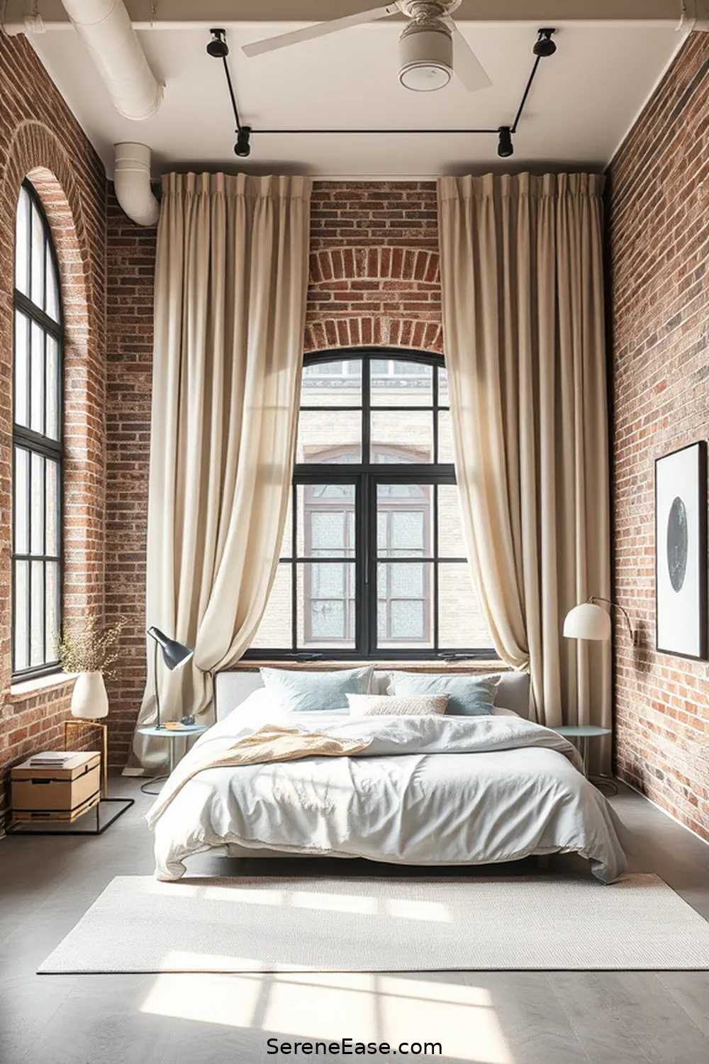 23 Ways to Incorporate Neutral Tones in Industrial Style Bedrooms 11 Use Neutral Curtains for 23 Ways to Incorporate Neutral Tones in Industrial Style Bedrooms