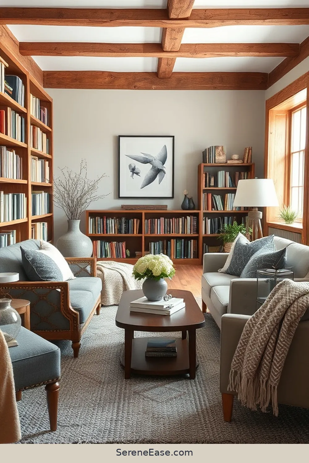 23 Ways to Incorporate Neutral Tones in Rustic-Style Libraries 5 Add Gray Accents in Decor for 23 Ways to Incorporate Neutral Tones in Rustic-Style Libraries