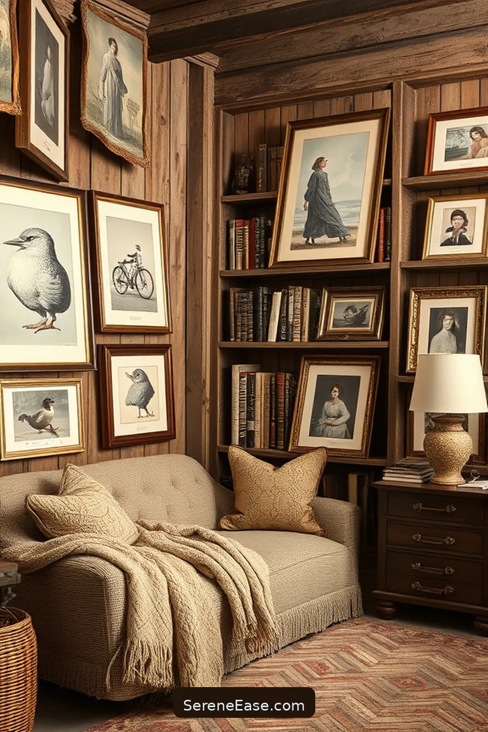 23 Ways to Incorporate Neutral Tones in Rustic-Style Libraries 16 Add Vintage Neutral Artwork for 23 Ways to Incorporate Neutral Tones in Rustic-Style Libraries