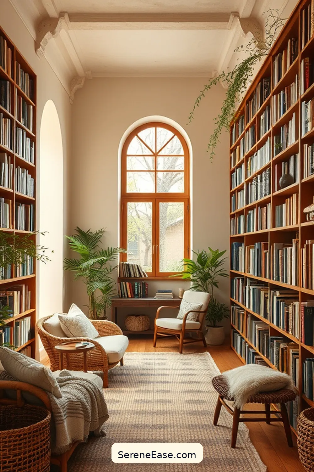 23 Ways to Incorporate Neutral Tones in Rustic-Style Libraries 2 Embrace Soft Beige Walls for 23 Ways to Incorporate Neutral Tones in Rustic-Style Libraries
