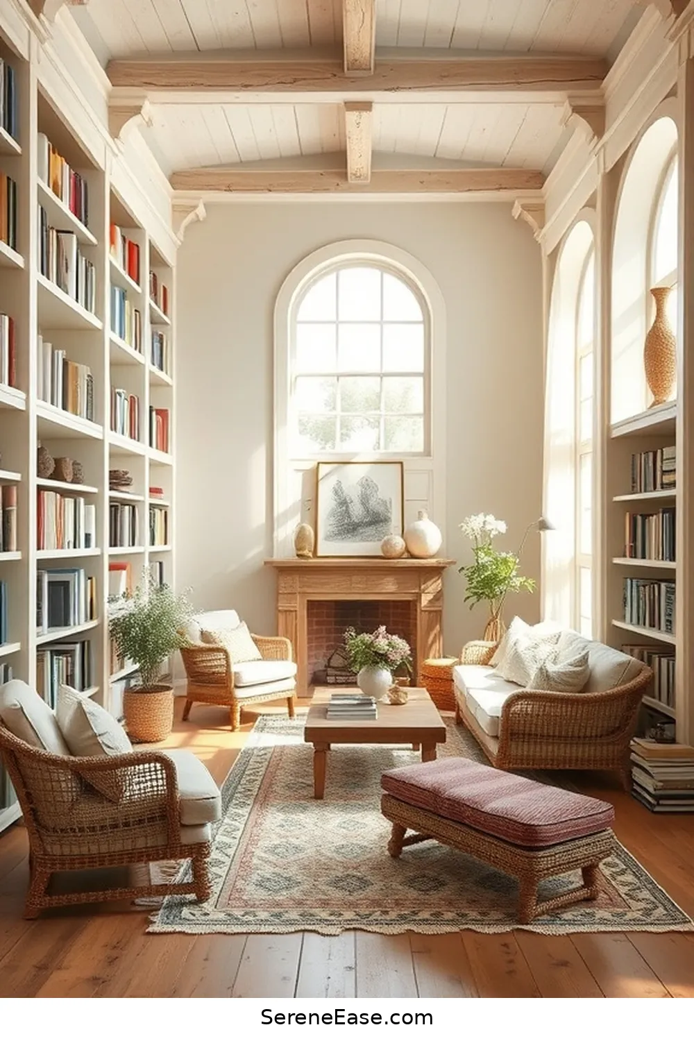 23 Ways to Incorporate Neutral Tones in Rustic-Style Libraries 3 Incorporate Creamy White Shelving for 23 Ways to Incorporate Neutral Tones in Rustic-Style Libraries
