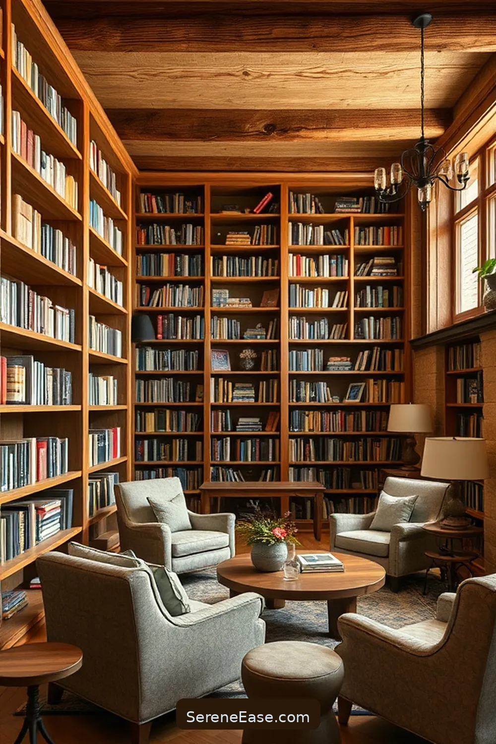 23 Ways to Incorporate Neutral Tones in Rustic-Style Libraries 18 Incorporate Handcrafted Wooden Pieces for 23 Ways to Incorporate Neutral Tones in Rustic-Style Libraries