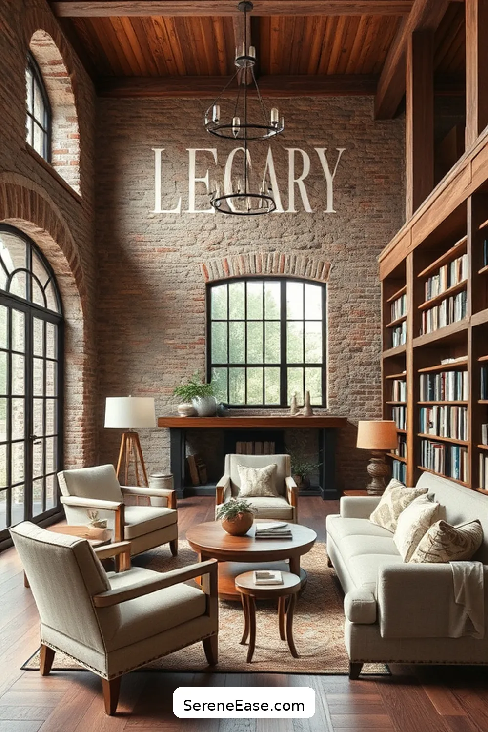 23 Ways to Incorporate Neutral Tones in Rustic-Style Libraries 12 Incorporate Stone or Brick Elements for 23 Ways to Incorporate Neutral Tones in Rustic-Style Libraries