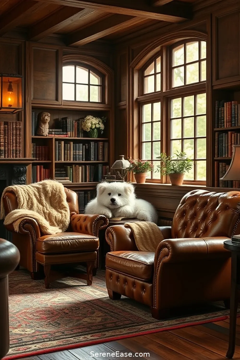 23 Ways to Incorporate Neutral Tones in Rustic-Style Libraries 15 Integrate Rustic Leather Seating for 23 Ways to Incorporate Neutral Tones in Rustic-Style Libraries