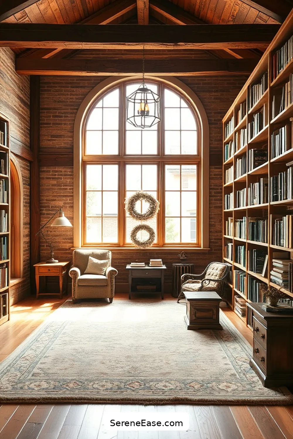 23 Ways to Incorporate Neutral Tones in Rustic-Style Libraries 10 Opt for Neutral Area Rugs for 23 Ways to Incorporate Neutral Tones in Rustic-Style Libraries