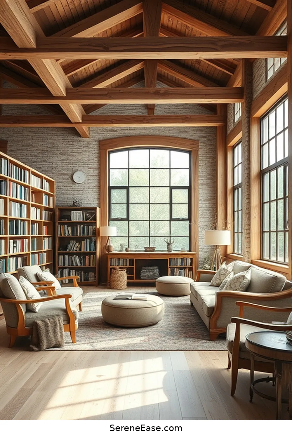 23 Ways to Incorporate Neutral Tones in Rustic-Style Libraries 13 Use Light Wood Flooring for 23 Ways to Incorporate Neutral Tones in Rustic-Style Libraries