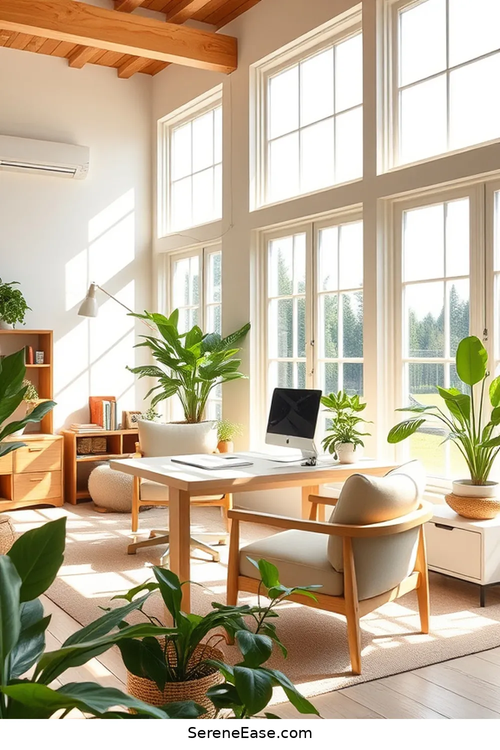 23 Ways to Incorporate Neutral Tones in Your Modern Farmhouse Style Home Office 9 Emphasize Natural Light for 23 Ways to Incorporate Neutral Tones in Your Modern Farmhouse Style Home Office