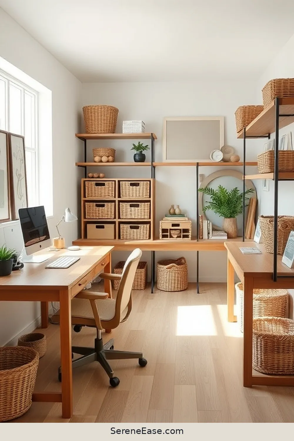 23 Ways to Incorporate Neutral Tones in Your Modern Farmhouse Style Home Office 15 Implement Functional Storage Solutions for 23 Ways to Incorporate Neutral Tones in Your Modern Farmhouse Style Home Office