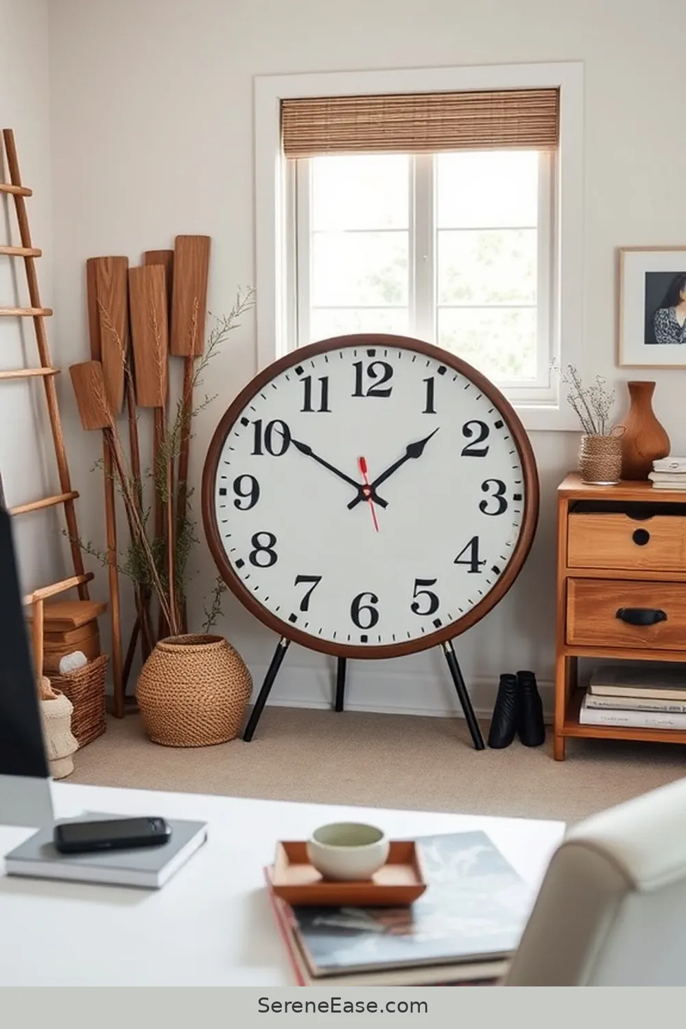 23 Ways to Incorporate Neutral Tones in Your Modern Farmhouse Style Home Office 21 Include a Farmhouse-Style Clock for 23 Ways to Incorporate Neutral Tones in Your Modern Farmhouse Style Home Office
