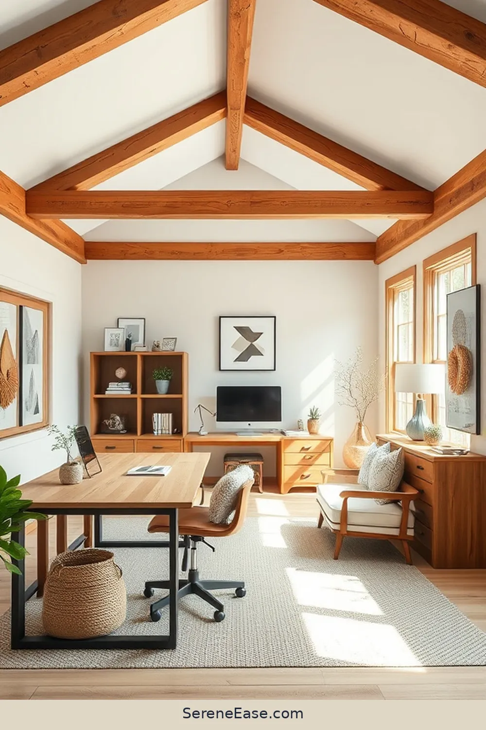 23 Ways to Incorporate Neutral Tones in Your Modern Farmhouse Style Home Office 3 Incorporate Natural Wood Elements for 23 Ways to Incorporate Neutral Tones in Your Modern Farmhouse Style Home Office