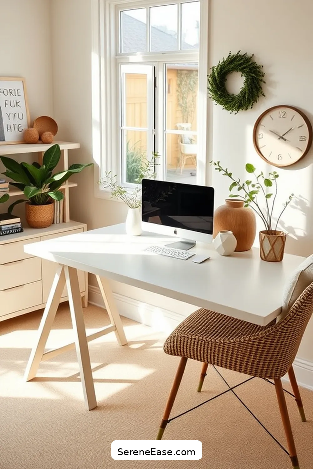 23 Ways to Incorporate Neutral Tones in Your Modern Farmhouse Style Home Office 18 Incorporate a Neutral Desk for 23 Ways to Incorporate Neutral Tones in Your Modern Farmhouse Style Home Office