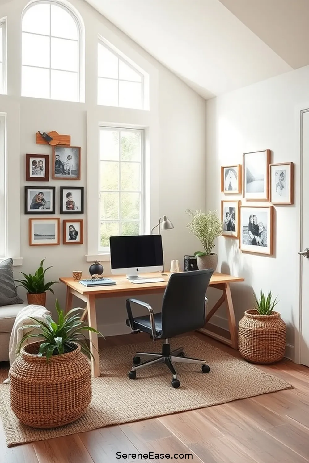 23 Ways to Incorporate Neutral Tones in Your Modern Farmhouse Style Home Office 22 Personalize With Family Photos for 23 Ways to Incorporate Neutral Tones in Your Modern Farmhouse Style Home Office